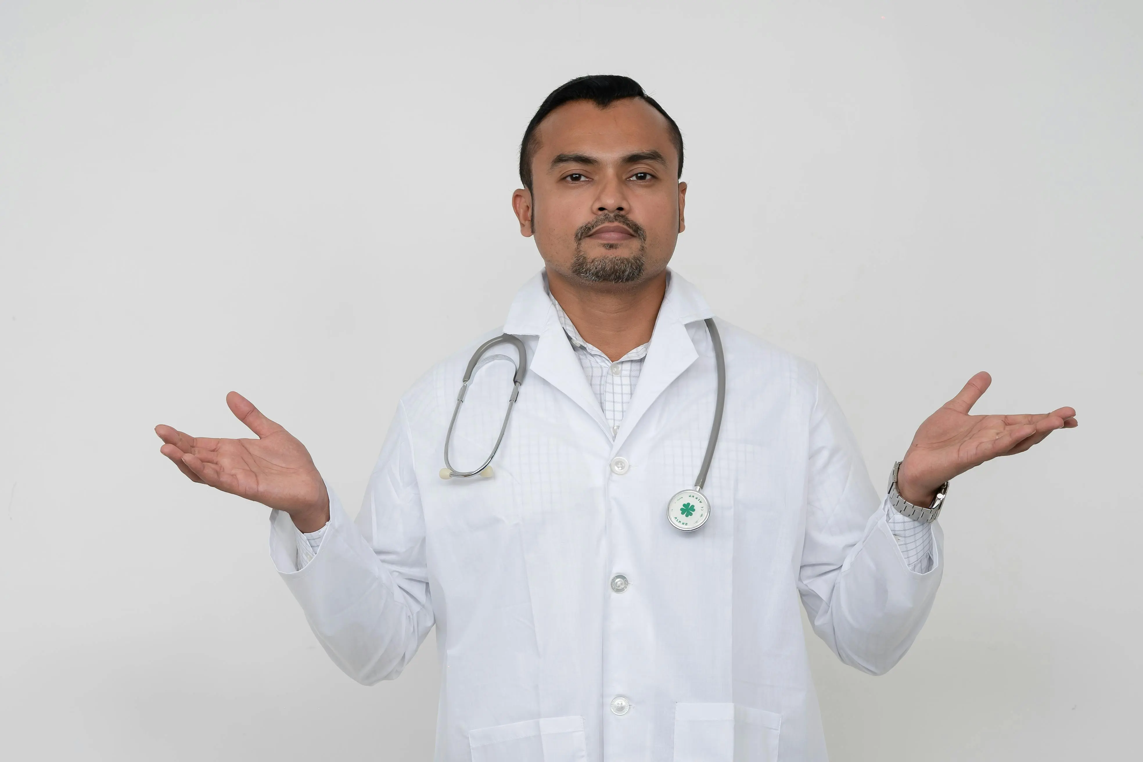 a health Care doctor clearly feeling superior and showing he does Not Care